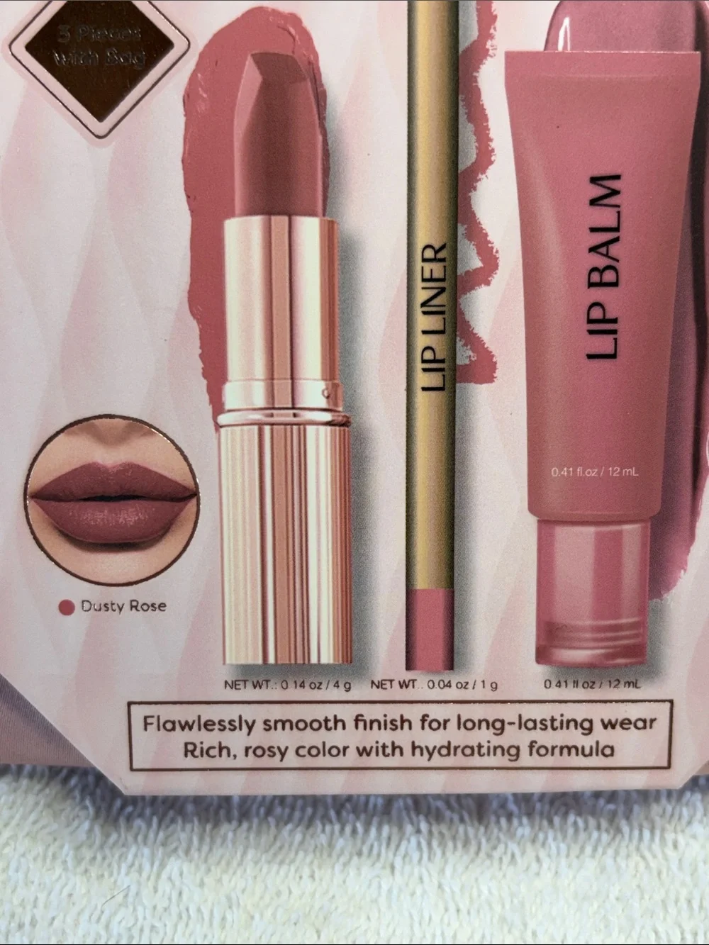 🌻5 for $30🌻 Rosy Nude Lip Trio Satin Lipstick Lip Liner Lip Balm
